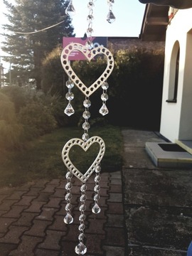 УКРАШЕНИЕ 3 СЕРДЦА С КРИСТАЛЛАМИ КУЛОН С КРЮЧКОМ 82 СМ