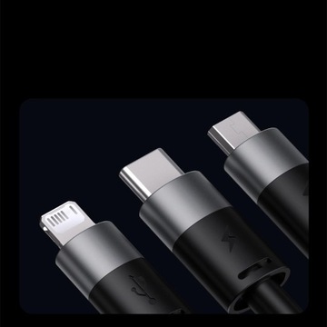 USB-кабель Baseus StarSpeed ​​3.5A 1,2м 3в1 — черный