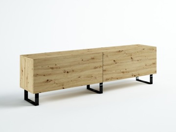 SZAFKA RTV LOFT 200 CM DĄB ARTISAN / CZARNY MAT