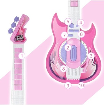 ЭЛЕКТРОРОК-ГИТАРА ДЛЯ ДЕТЕЙ ИГРАЕТ МЕЛОДИИ + МИКРОФОН НА ПОДСТАВКЕ для MP3