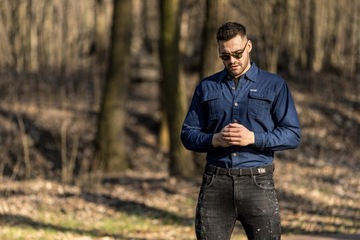 МУЖСКАЯ ДЖИНСОВАЯ РУБАШКА - ХЛОПОК - No2 - L