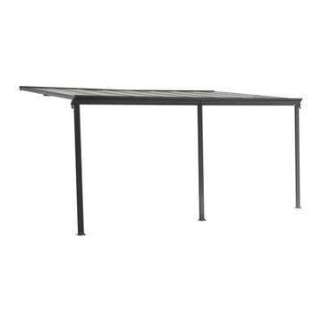 Pergola tarasowa przyścienna aluminiowa, szara - Nea II 5x3m