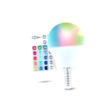 Żarówka LED mały gwint E14 kolorowa RGB +ciepła 5W