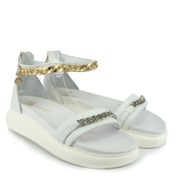 CARINII B7249 САНДАЛИИ НА ТАНКЕТКЕ КОЖА ЗЕРНИСТАЯ БЕЛАЯ 36