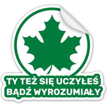 NAKLEJKA Młody Kierowca ZIELONY LISTEK LIŚĆ 14x13 na szybę samochód