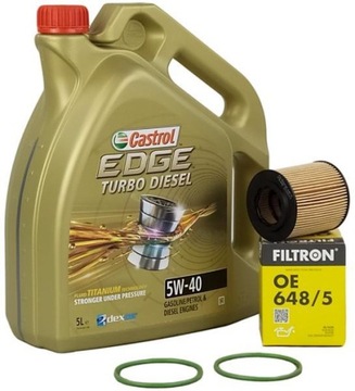 CASTROL EDGE 5W40 TD 5L+FILTR OLEJU OE648/5