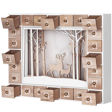 ДЕРЕВЯННЫЙ АДВЕНТ-КАЛЕНДАРЬ СО СВЕТОДИОДНЫМ ПЕЙЗАЖЕМ