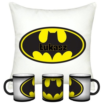 ZESTAW BATMAN JOKER MAGICZNY KUBEK + PODUSZKA IMIE