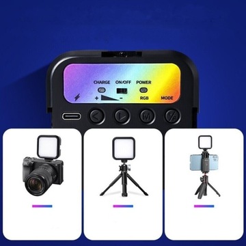 ЦВЕТНАЯ RGB СВЕТОДИОДНАЯ ЛАМПА С РЕГУЛИРОВКОЙ СВЕТА ДЛЯ СЕЛФИ-ФОТО И ВИДЕО УНИВЕРСАЛЬНАЯ
