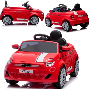 AUTO NA AKUMULATOR PILOT CABRIO FIAT 500 LED DLA DZIECI MUZYKA CZERWONY