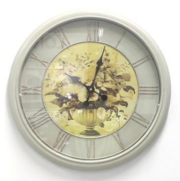 ZEGAR ŚCIENNY RETRO KWIATY DUŻY OKRĄGŁY EFEKTOWNY 50 cm SN54488