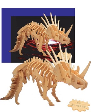 PUZZLE DREWNIANE 3D DINOZAUR STYRACOSAURUS wielki MAX