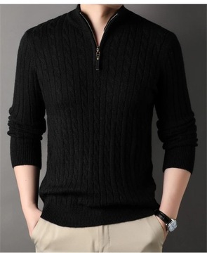 2023 Winter Men's Quarter Zip Sweater Slim Fit Cas