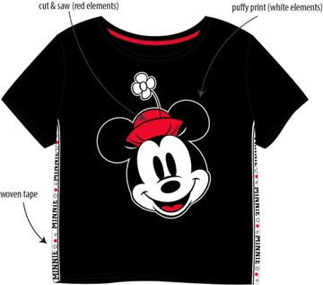 Disney Myszka Minnie Koszulka Czarna T-Shirt 128
