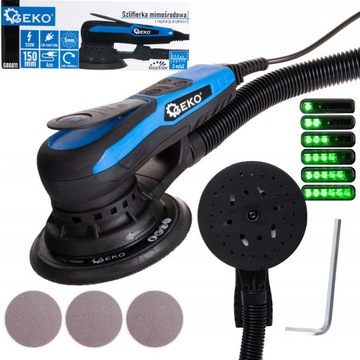 ЭКСЦЕНТРИЧЕСКАЯ ШЛИФОВАЛЬНАЯ МАШИНА GEKO, бесщеточная, 150 мм, 350 Вт, РЕГУЛИРОВКА 4000–1000