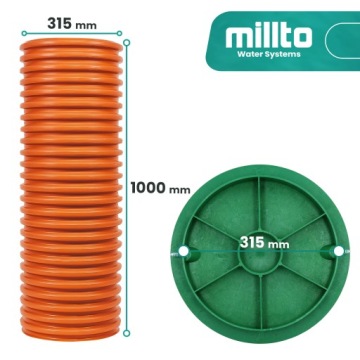 КОЛОДЦЕ ДРЕНАЖНЫЙ ЛЮК 315 Труба канализационная гофрированная 1 м Крышка