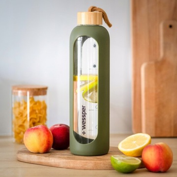 СТЕКЛЯННАЯ БУТЫЛКА ДЛЯ ВОДЫ В ФОРМАТЕ 1000мл ОЛИВКА