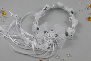 Wianek komunijny kryształki zieleń i złoto