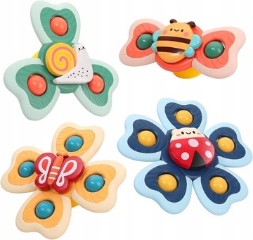 ZESTAW FIDGET SPINNER Z PRZYSSAWKĄ 4 SZT
