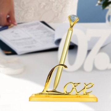 Фирменная ручка для свадебного гостя с набором держателей Golden Love Stand Base