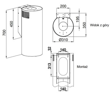 НАСТЕННАЯ КУХОННАЯ ВЫТЯЖКА С ДЫМОХОДОМ 31 СМ АТЛАСНАЯ ТРУБА ELBA WPB731 MAAN SILENT