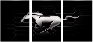 3x OBRAZ NA ŚCIANĘ MUSTANG LOGO TRYPTYK 30x40
