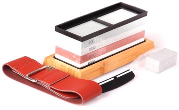 ZESTAW KAMIENI DO OSTRZENIA NOŻY KAMIENIE WODNY PAS OSTRZAŁKA KOMPLET