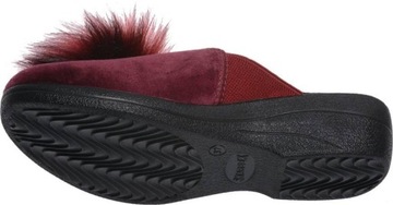 ТАПОЧКИ ЖЕНСКИЕ ПОЛЬСКИЕ НАТУРАЛЬНЫЕ ПОМПОНЫ бордовые 38