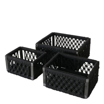 KOSZE DEKORACYJNE sosnowe PLECIONE x3 CZARNY KOSZ