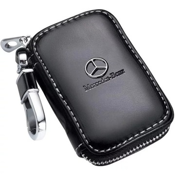 PIĘKNE Etui brelok na kluczyk MERCEDES chrom Skóra