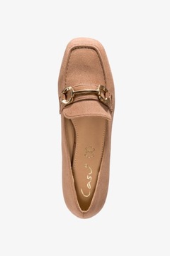 БЕЖЕВЫЕ МОКАСИНЫ НА БЛОК-КАБЛЮКЕ, ДЕКОРАТИВНАЯ ПРЯЖКА, СВЕТЛЫЕ ТУФЛИ, размер 39