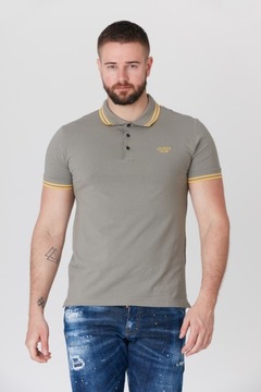 GUESS Khaki koszulka polo z wyszywanym logo S