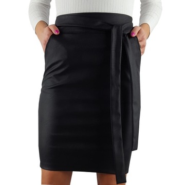 ЮБКА-КАРАНДАШ ЖЕНСКАЯ, МАТОВАЯ КОЖА - СВЯЗАННАЯ