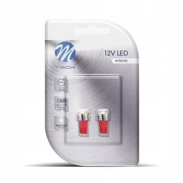 M-Tech HP LED 12V W5W czerwona RED High Power 015R