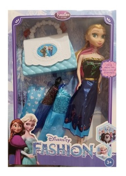 FROZEN Lalka ANNA KRAINA LODU 3 SUKIENKI torebka