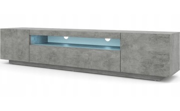 Szafka RTV 200 cm stojąca beton + oświetlenie LED