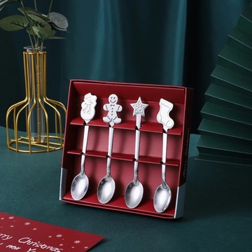 Легкая роскошная кофейная ложка из нержавеющей стали с позолотой Рождественский декор