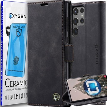 Etui skórzane kabura marki OXYGEN BooK do Samsung Galaxy S23 Ultra +Polimer