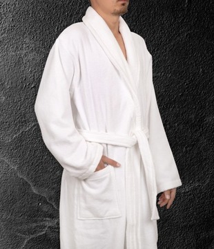 Халат мужской хлопковый 100% белый плотный для бассейна и сауны, быстросохнущий XL