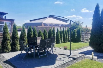 БОЛЬШОЙ СКЛАДНОЙ САДОВЫЙ ЗОНТ 350см С РУЧКОЙ, СВЕТЛО-СЕРЫЙ + КРЫШКА