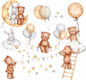 NAKLEJKI NA ŚCIANĘ MISIE KRÓLICZKI BALONY 100x200cm MC18