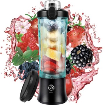 Přenosný Bezdrátový Mixér Na Cestovní Šťávy, Skleněný, Černý, 500 ML