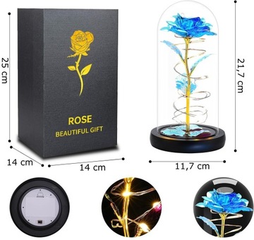 ВЕЧНАЯ РОЗА В СТЕКЛЕ, СВЕТЯЩИЙСЯ СВЕТОДИОД, ЧЕРНАЯ КОРОБКА, ИДЕЯ ПОДАРКА НА ИМЕНИНЫ