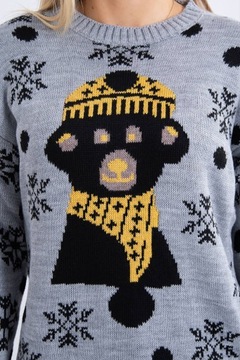 Sweter świąteczny z misiem śnieżynki