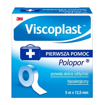Viscoplast Polopor, przylepiec włókninowy, 5 m x 12,5 mm, 1 sztuka