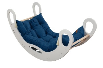 Houpačka Montessori Mdf Biel houpací matrace velvet, tmavě modrá barva