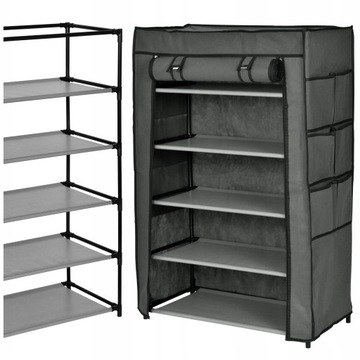 SZAFKA MATERIAŁOWA NA BUTY OBUWIE SKŁADANA REGAŁ STOJAK Z PÓŁKAMI ANTRACYT