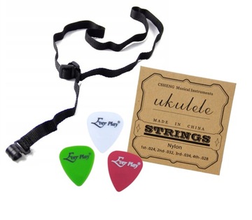 Zestaw Akcesoriów do Ukulele - Struny Pasek Kostki