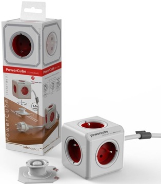 PowerCube Extended szary przew. 1.5m, 5 gniazd, DesignNest (allocacoc)