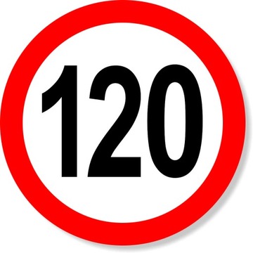 NAKLEJKA OGRANICZENIE PRĘDKOŚCI 120km ZNAK śr20 cm